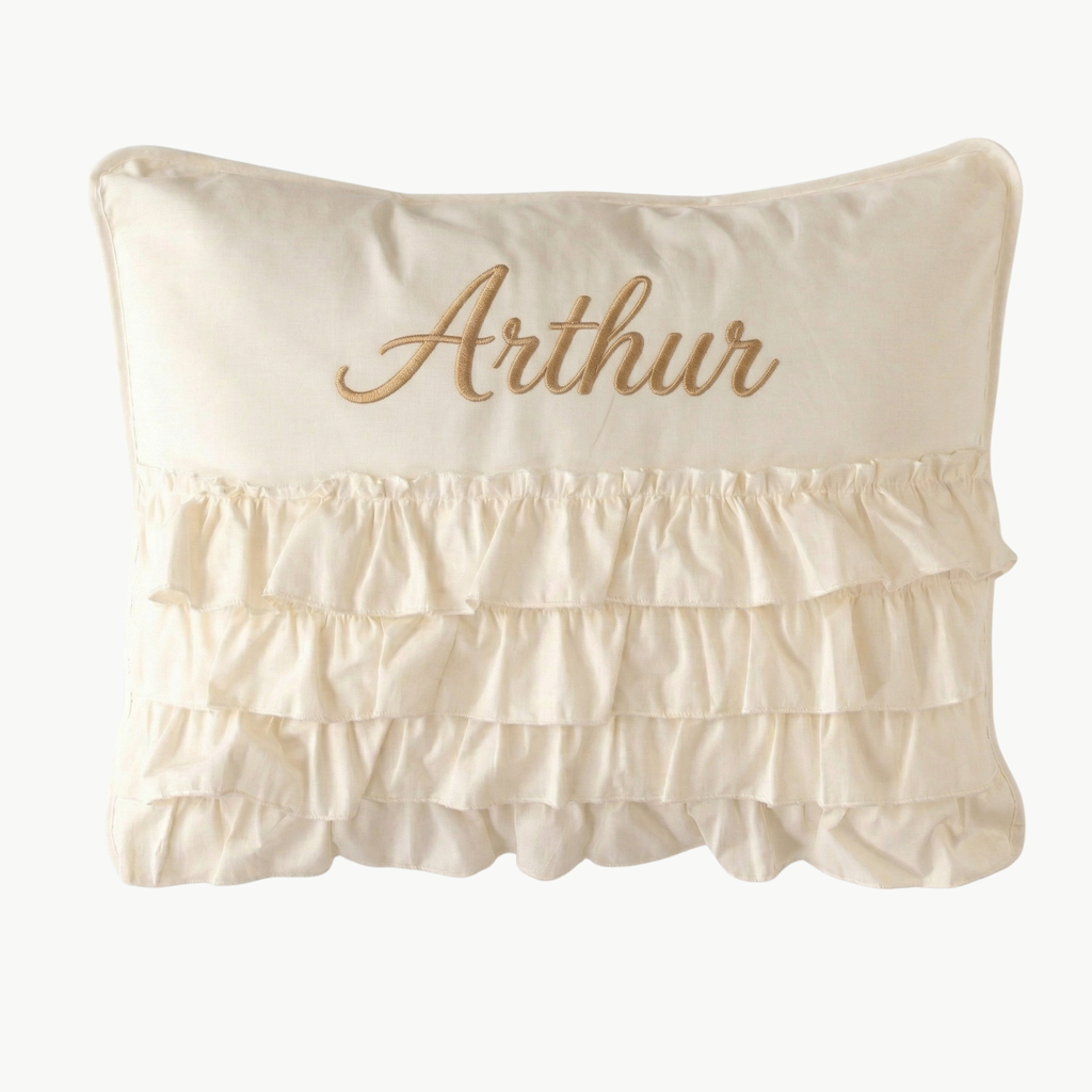 Personalisiertes Baby-Kissen mit Handstickerei – Luna-Serie Creme – Geburtsgeschenk – Joyful Kids – Foto 5