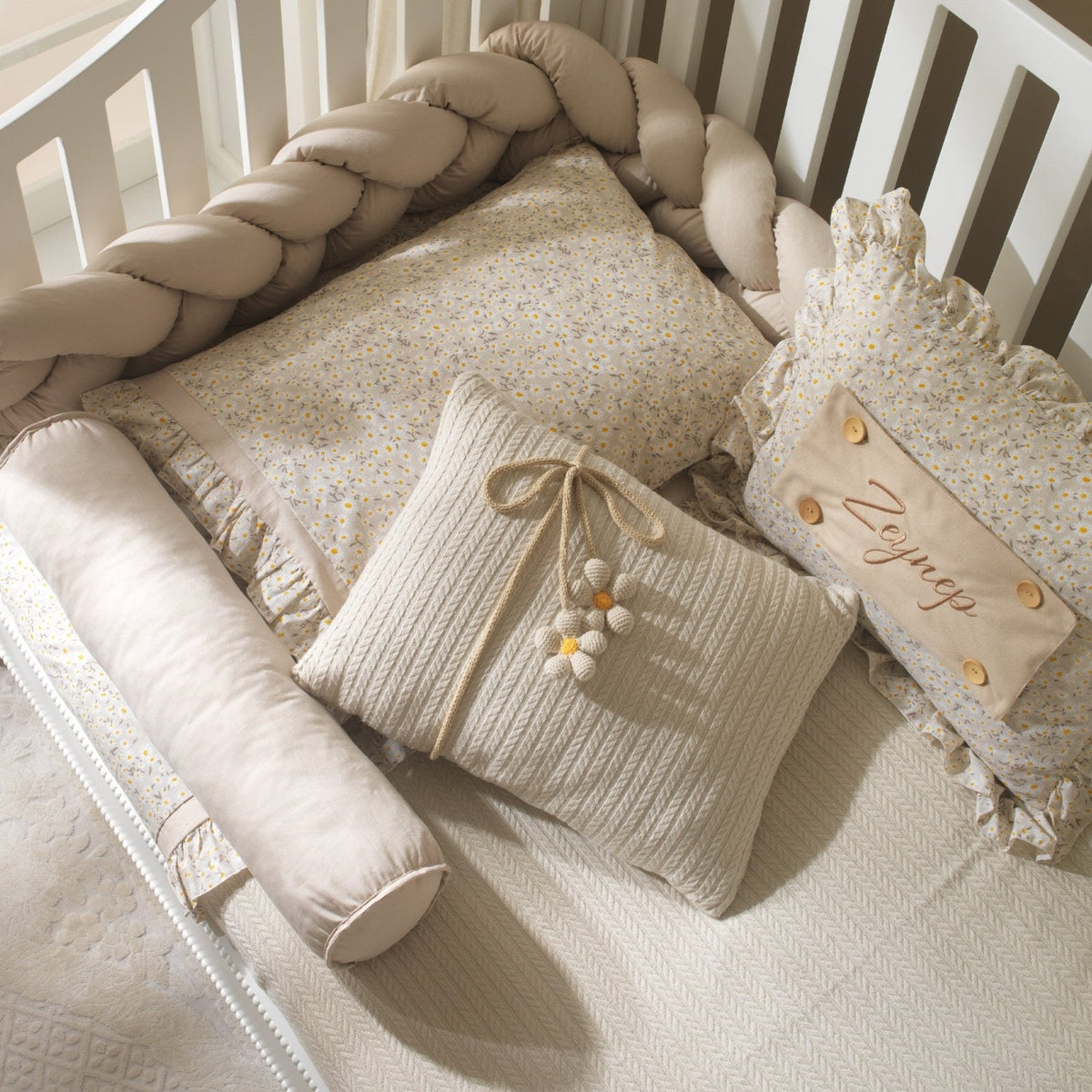 Montessori-Baby-Schlafset – Daisy Gänseblümchen-Steppdecke – 8-teilig – Joyful Kids – Foto 7
