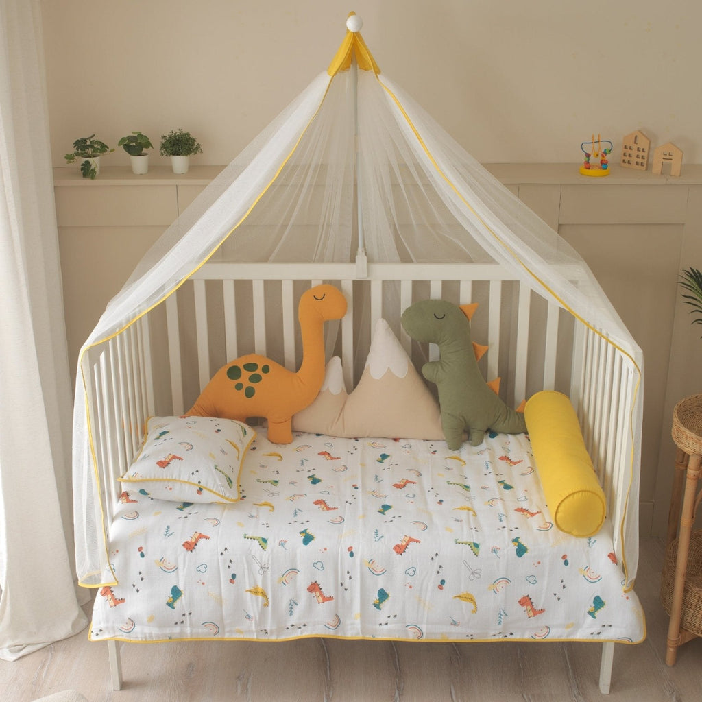 Baby-Schlafset Dino – Musselin Dinosaurier Gelb-Taupe – Joyful Kids – Foto 7
