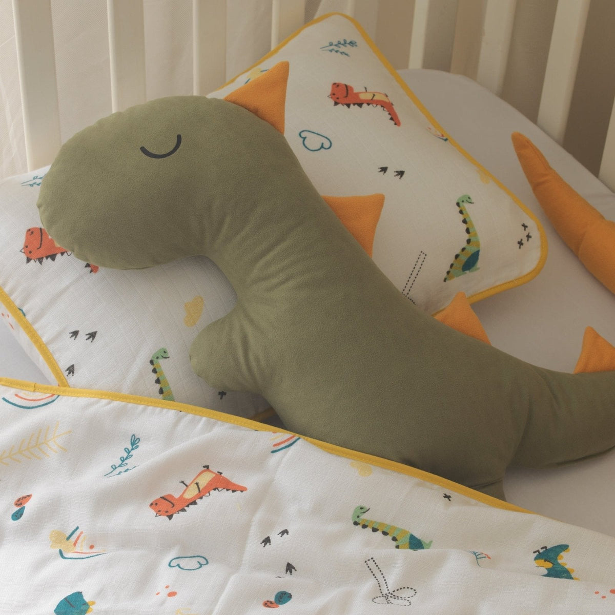 Baby-Schlafset Dino – Musselin Dinosaurier Gelb-Taupe – Joyful Kids – Foto 8