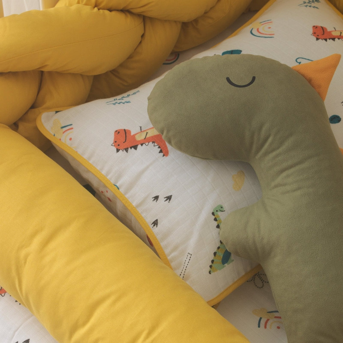 Dino Baby-Schlafset mit Nestchen – Gelb & Taupe – Foto 7