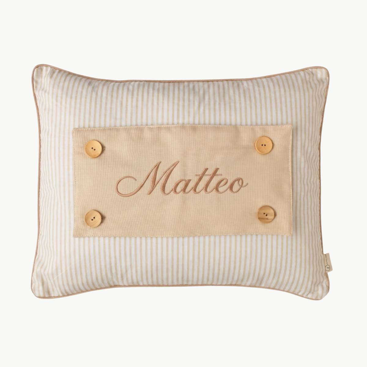 Personalisiertes Baby-Kissen mit Handstickerei – Harmony Strick-Hase – Geburtsgeschenk – Joyful Kids – Foto 1