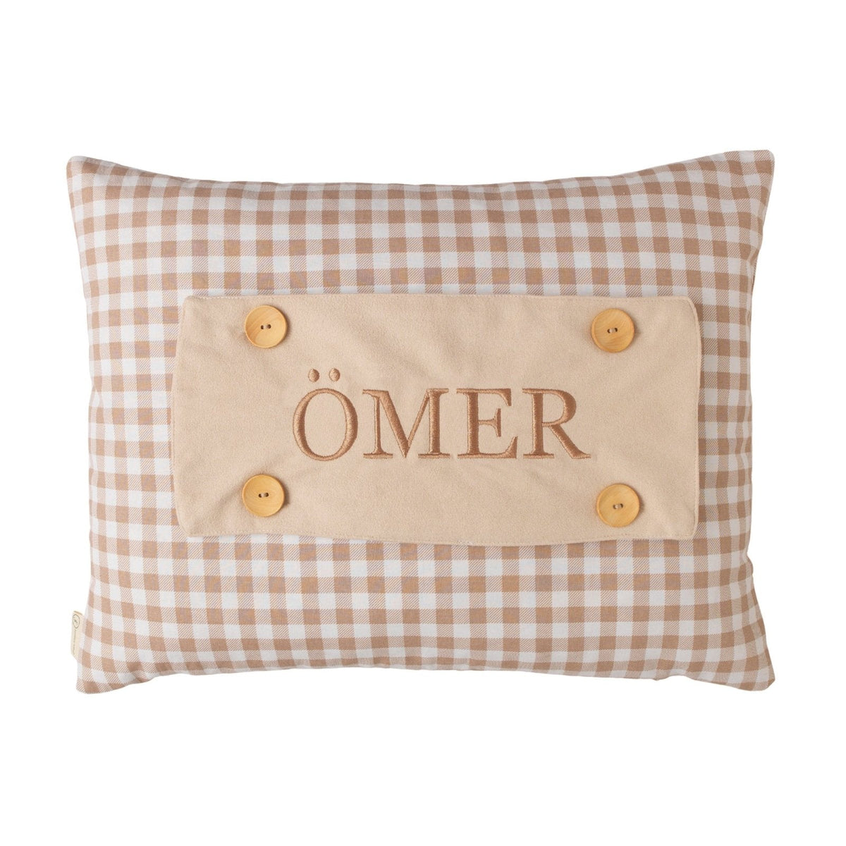 Personalisiertes Baby-Kissen mit Handstickerei – Teddy Vichy-Karo – Geburtsgeschenk – Joyful Kids – Foto 5