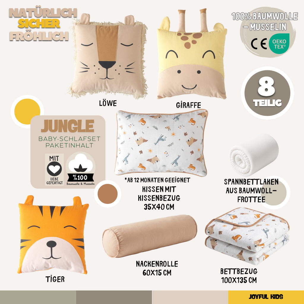 Baby-Schlafset Jungle – Safari-Motiv, 100 % Musselin – Joyful Kids – Foto 5