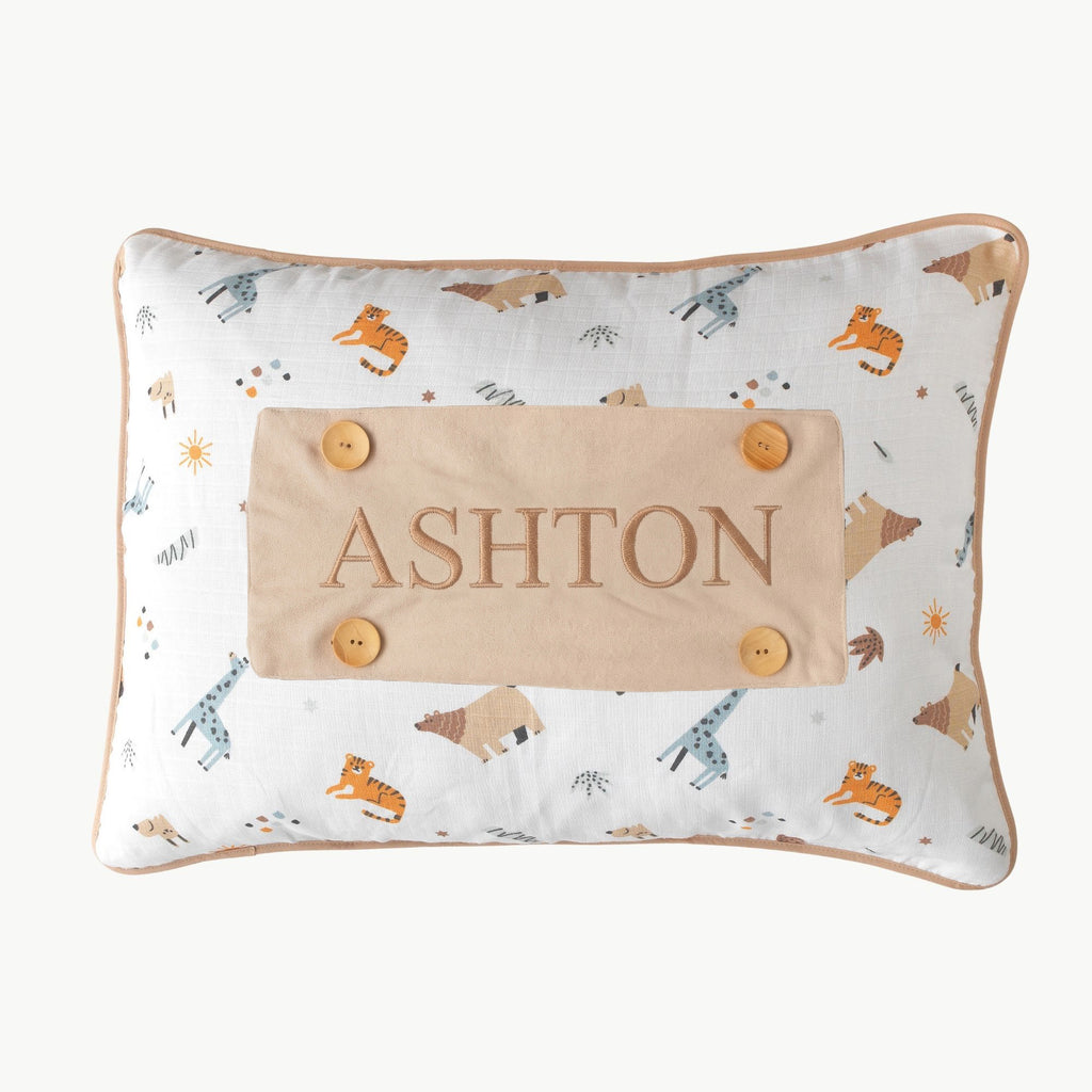 Personalisiertes Baby-Kissen mit Handstickerei – Jungle-Serie – Geburtsgeschenk – Joyful Kids – Foto 1