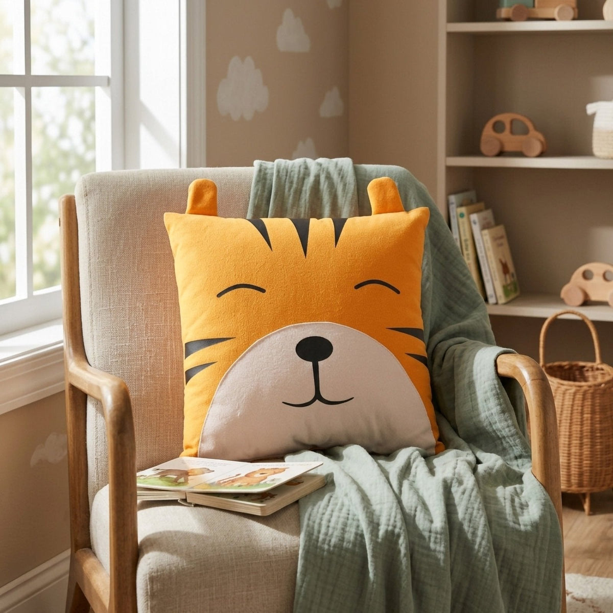 Niedlicher Tiger Schlafgefährte – Wildlederstruktur (43x43 cm) – Foto 2