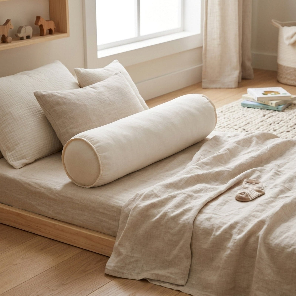 Misty Brown Zylinderkissen – Boutique 60x15 Kaffee-Creme – Joyful Kids – Foto 3