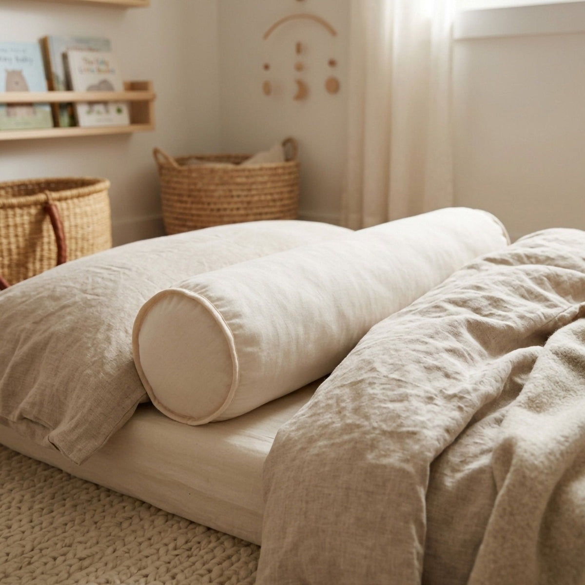 Misty Brown Zylinderkissen – Boutique 60x15 Kaffee-Creme – Joyful Kids – Foto 4