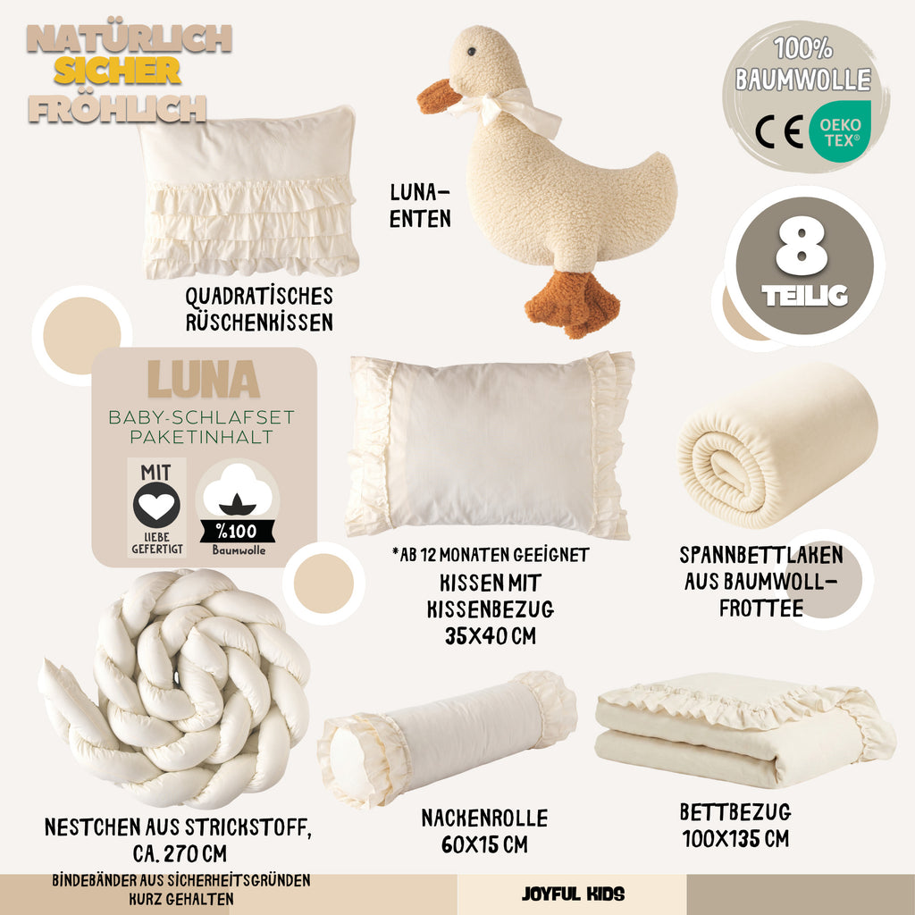 Luna Creme-Rüschen-Baby-Schlafset – Mit Nestchen – Foto 5