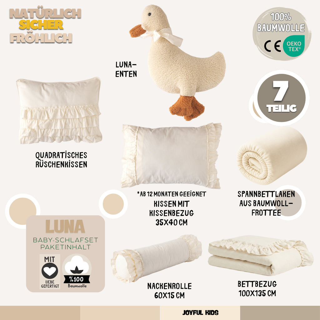 Baby-Schlafset Luna – Creme-Rüschen 100 % Baumwolle – Joyful Kids – Foto 4