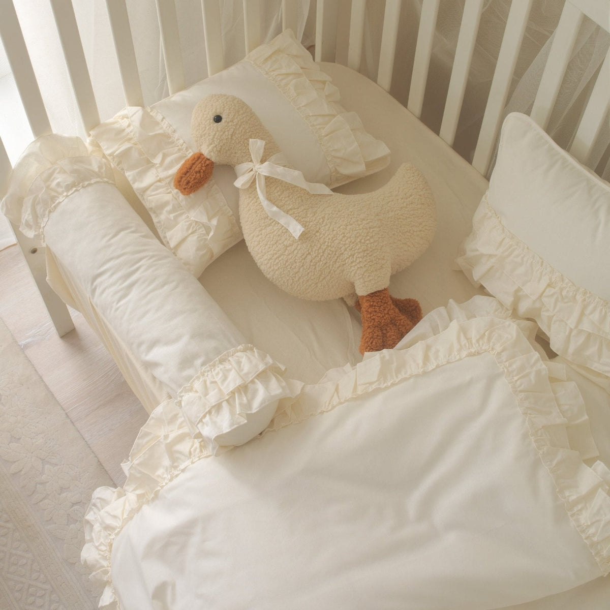 Baby-Schlafset Luna – Creme-Rüschen 100 % Baumwolle – Joyful Kids – Foto 7