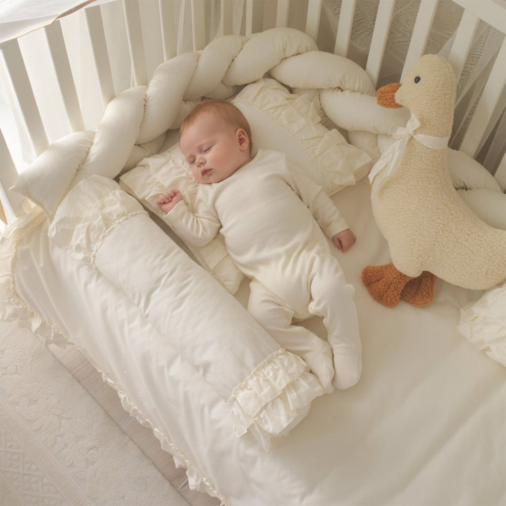 Luna Creme-Rüschen-Baby-Schlafset – Mit Nestchen – Foto 2