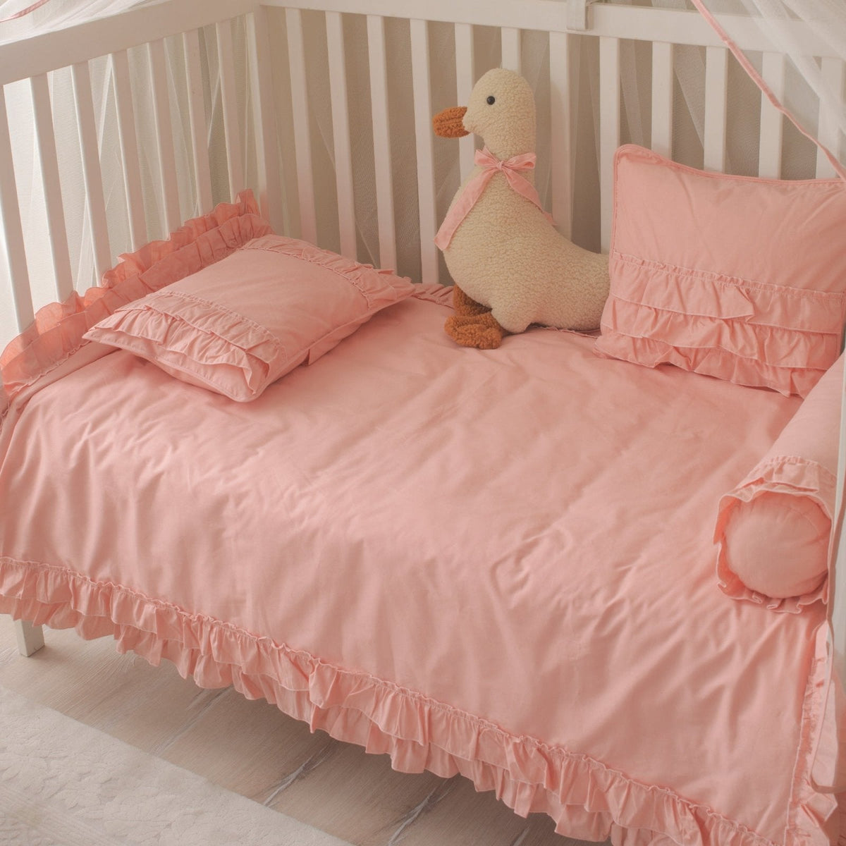 Baby-Schlafset für Mädchen Luna – Rosa Rüschen 100 % Baumwolle – Joyful Kids – Foto 6