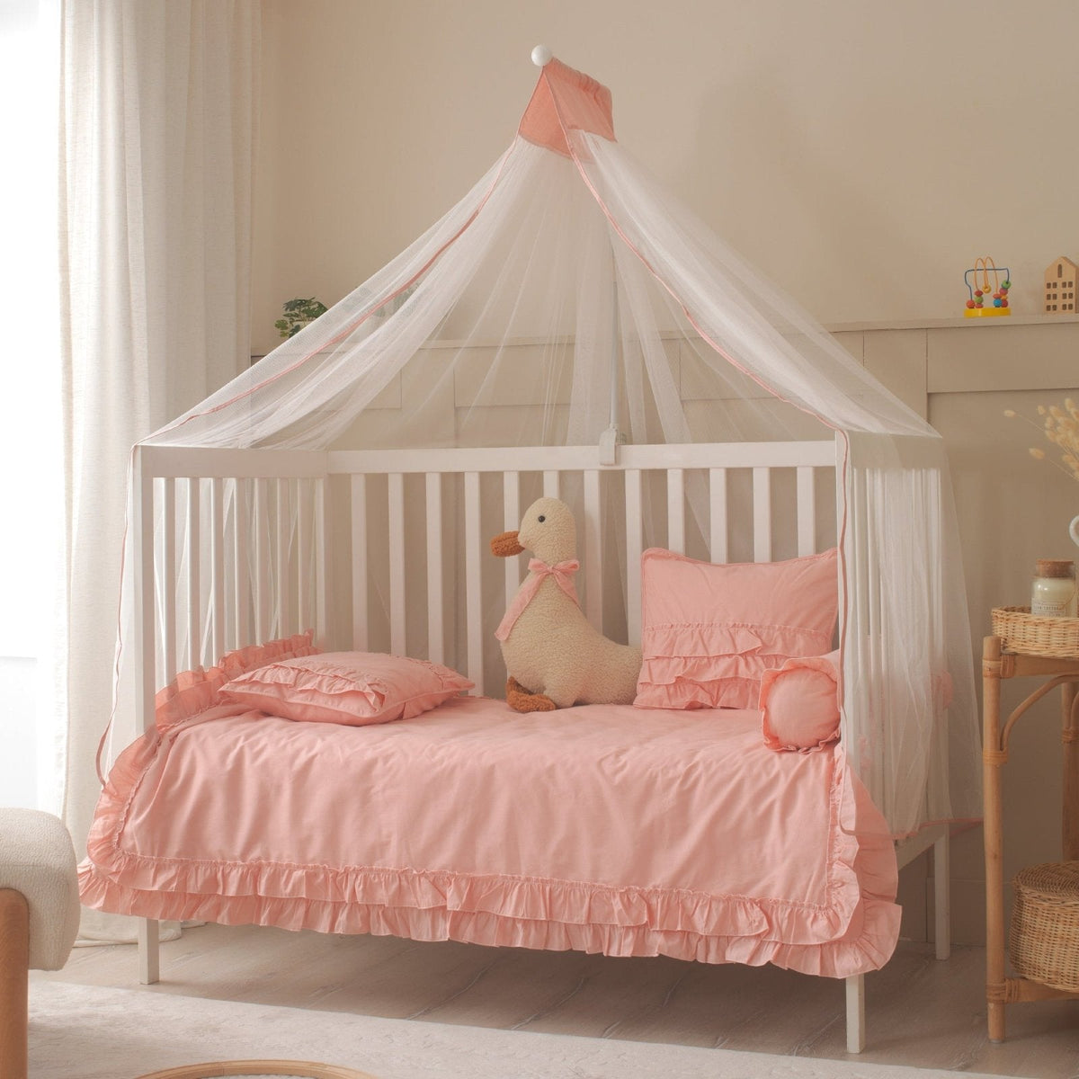 Baby-Schlafset für Mädchen Luna – Rosa Rüschen 100 % Baumwolle – Joyful Kids – Foto 1