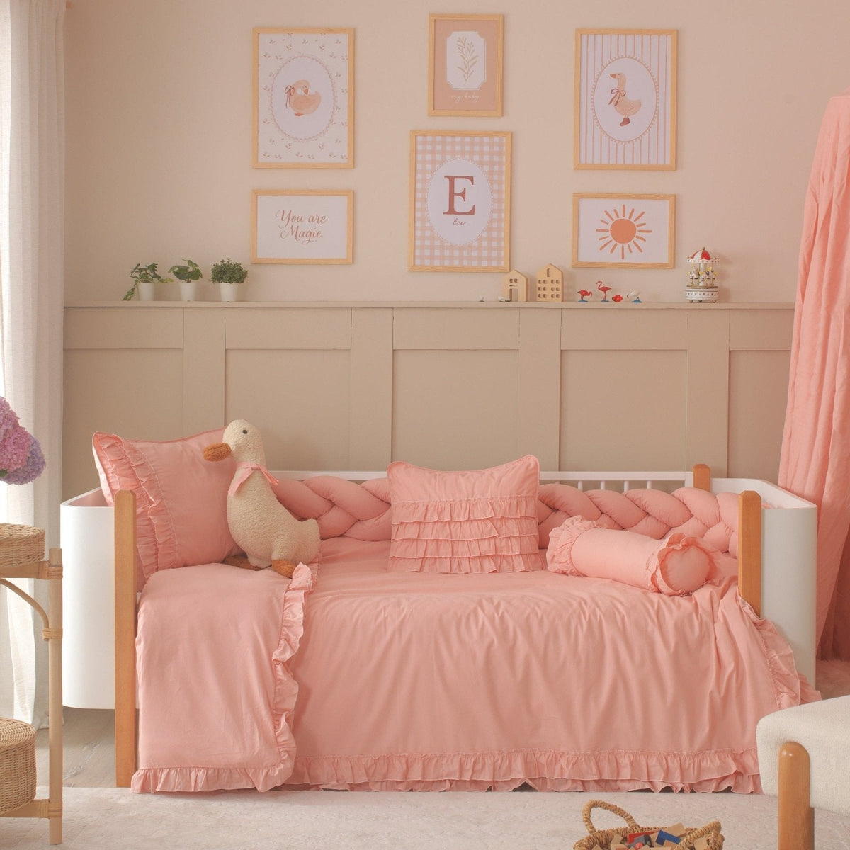 Montessori-Baby-Schlafset für Mädchen – Luna Rosa-Rüschen – 100 % Baumwolle – Joyful Kids – Foto 4