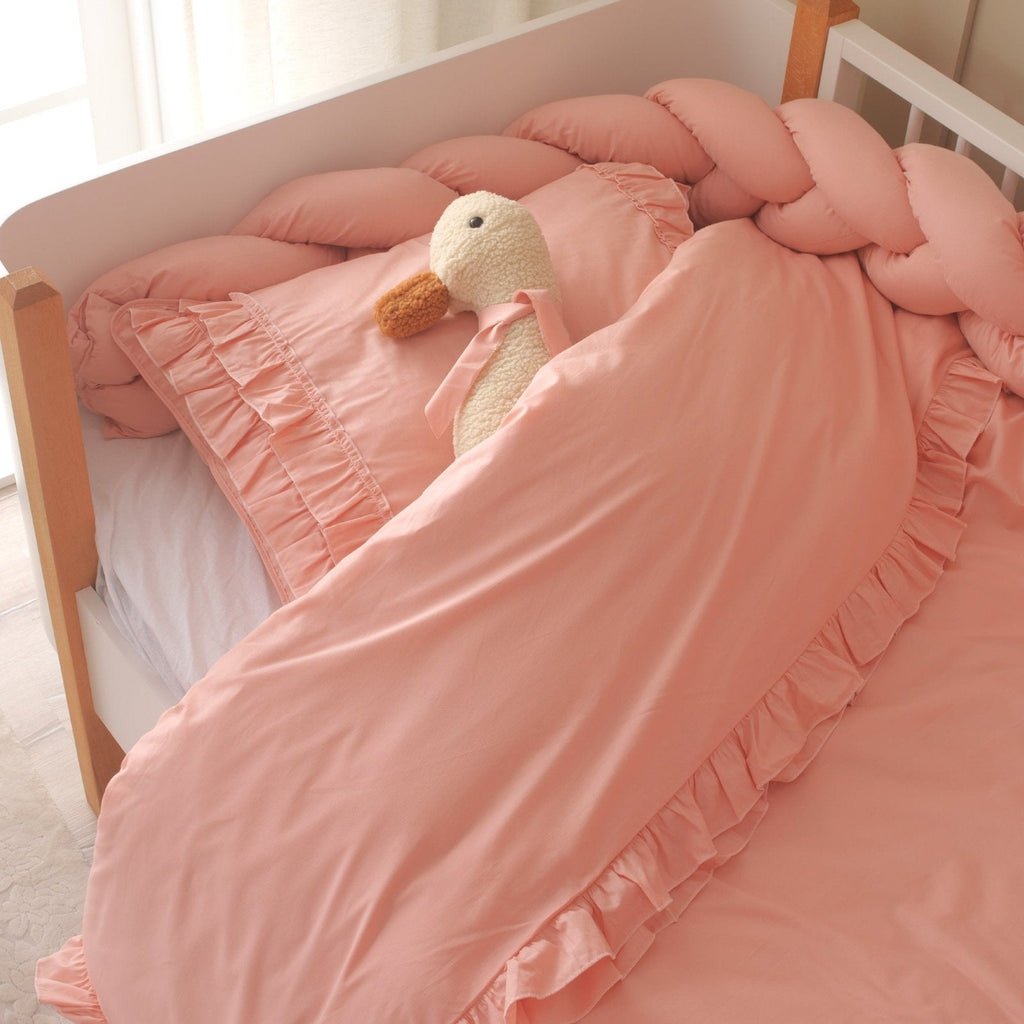 Montessori-Baby-Schlafset für Mädchen – Luna Rosa-Rüschen – 100 % Baumwolle – Joyful Kids – Foto 2