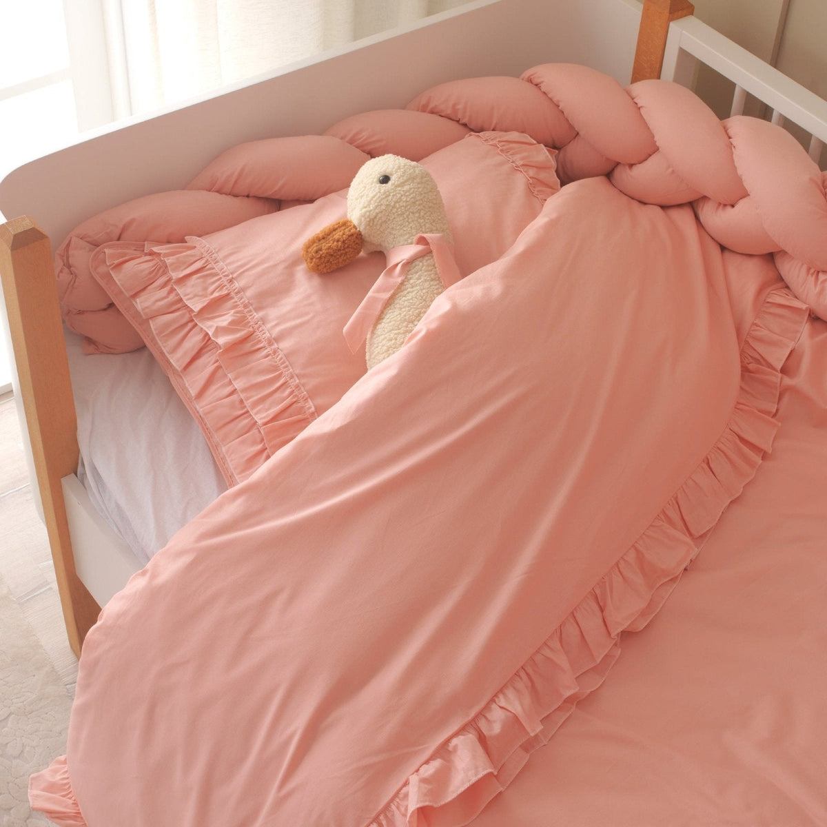Montessori-Baby-Schlafset für Mädchen – Luna Rosa-Rüschen – 100 % Baumwolle – Joyful Kids – Foto 2
