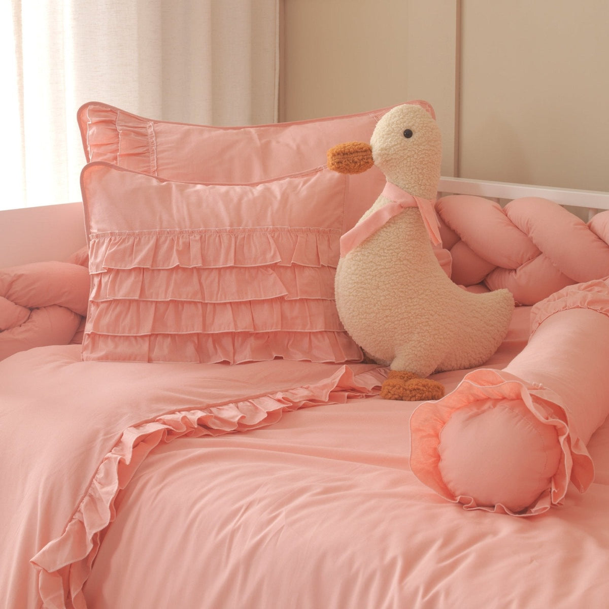 Montessori-Baby-Schlafset für Mädchen – Luna Rosa-Rüschen – 100 % Baumwolle – Joyful Kids – Foto 7