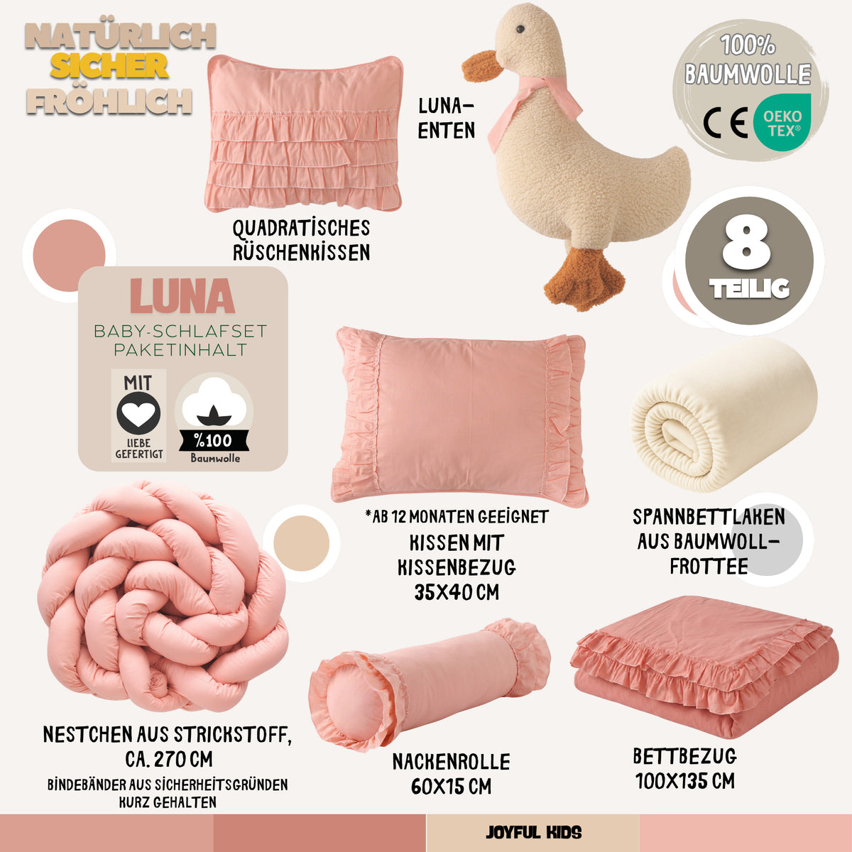 Luna Rosa Rüschen-Baby-Schlafset – Mit Nestchen – Foto 4