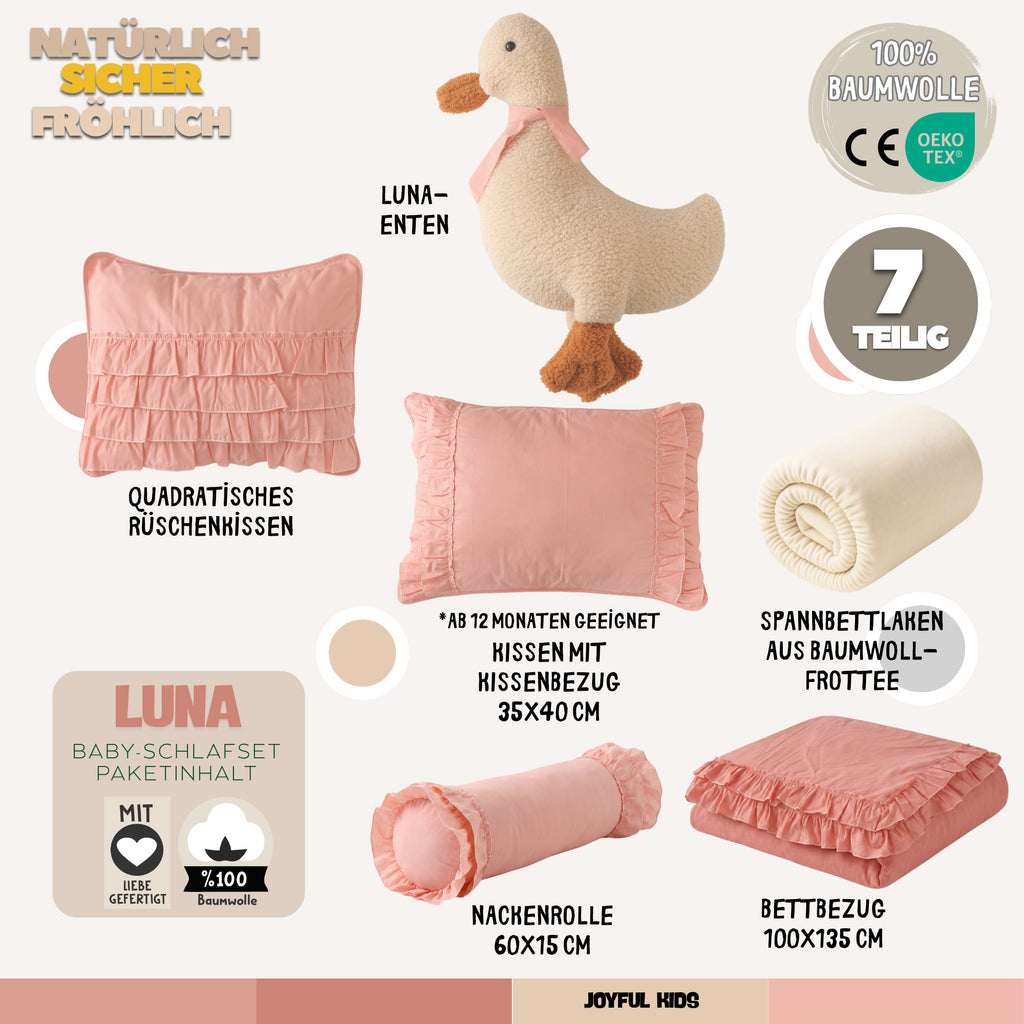 Baby-Schlafset für Mädchen Luna – Rosa Rüschen 100 % Baumwolle – Joyful Kids – Foto 4