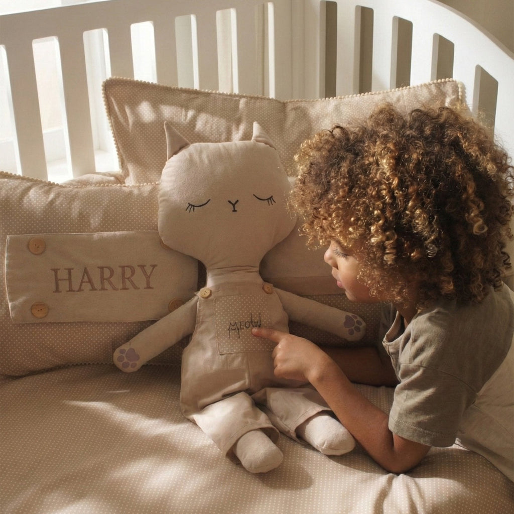 Montessori-Baby-Schlafset – Misty Brown Bommel-Katze – 8-teilig – Joyful Kids – Foto 3