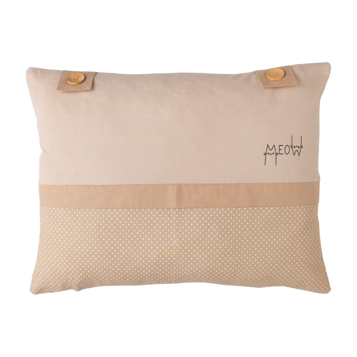 Misty Brown Kissen mit Meow-Print – 45x35 Boutique Deko – Joyful Kids – Foto 1