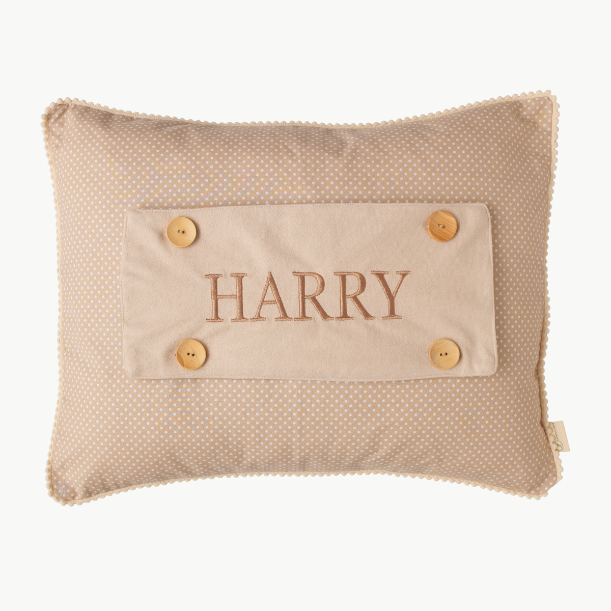 Personalisiertes Baby-Kissen mit Handstickerei – Misty Brown Braune Katze – Geburtsgeschenk – Joyful Kids – Foto 1