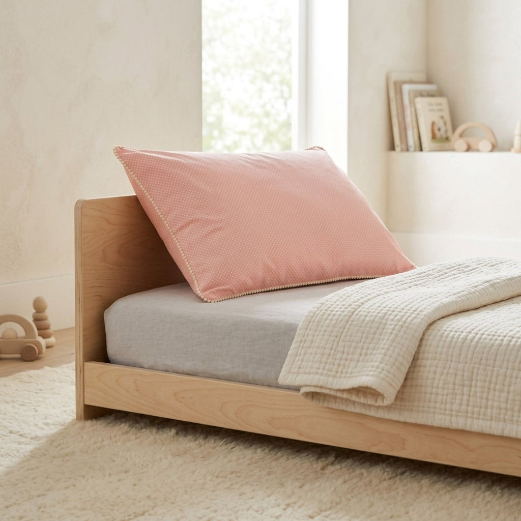 Misty Pink Kopfkissen – Boutique Bommel-Detail 50x70 – Baby-Kissen – Joyful Kids – Foto 3