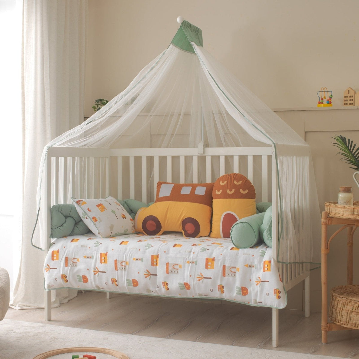 My City Musselin-Baby-Schlafset Grün – Mit Nestchen – Foto 1