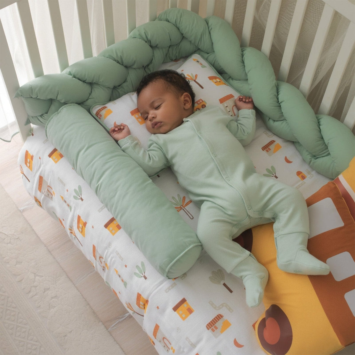 My City Musselin-Baby-Schlafset Grün – Mit Nestchen – Foto 2