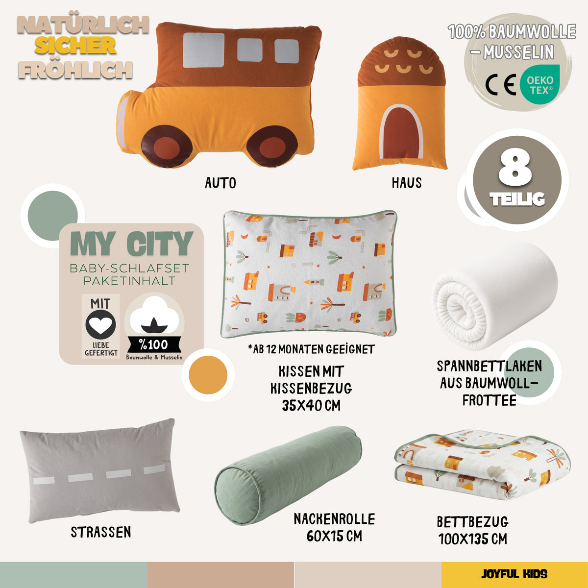Baby-Schlafset My City – Stadtmotiv, 100 % Musselin – Joyful Kids – Foto 5