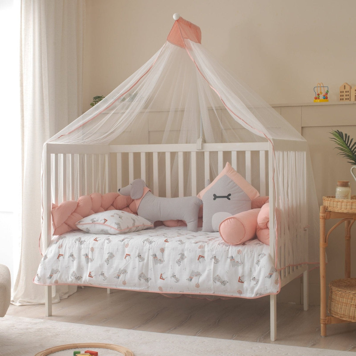 Puppy Musselin-Baby-Schlafset Rosa – Mit Nestchen – Foto 1