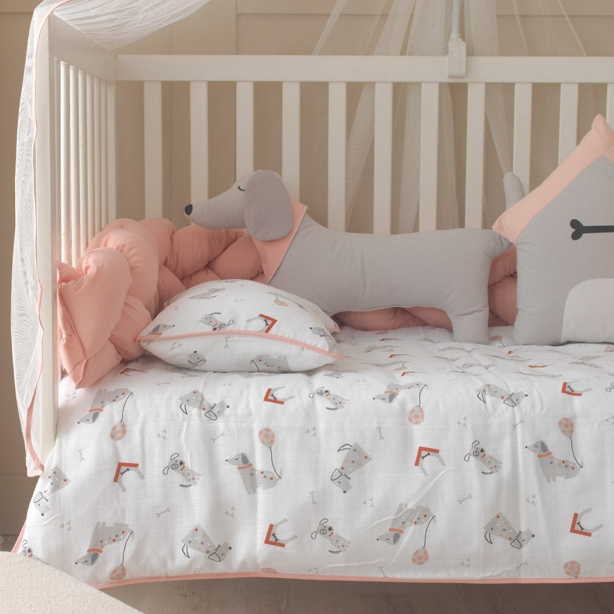 Puppy Musselin-Baby-Schlafset Rosa – Mit Nestchen – Foto 6