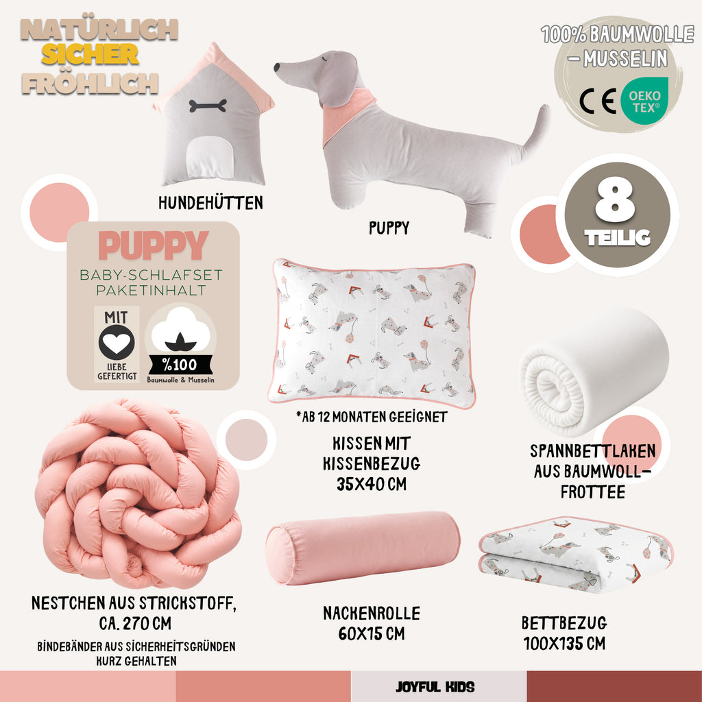 Puppy Musselin-Baby-Schlafset Rosa – Mit Nestchen – Foto 5