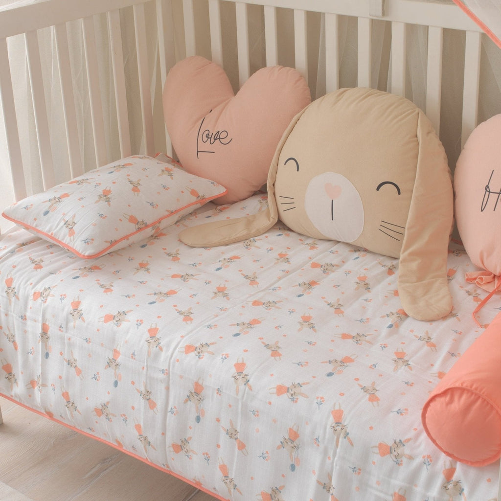 Baby-Schlafset für Mädchen Hase – Koralle Musselin – Joyful Kids – Foto 4