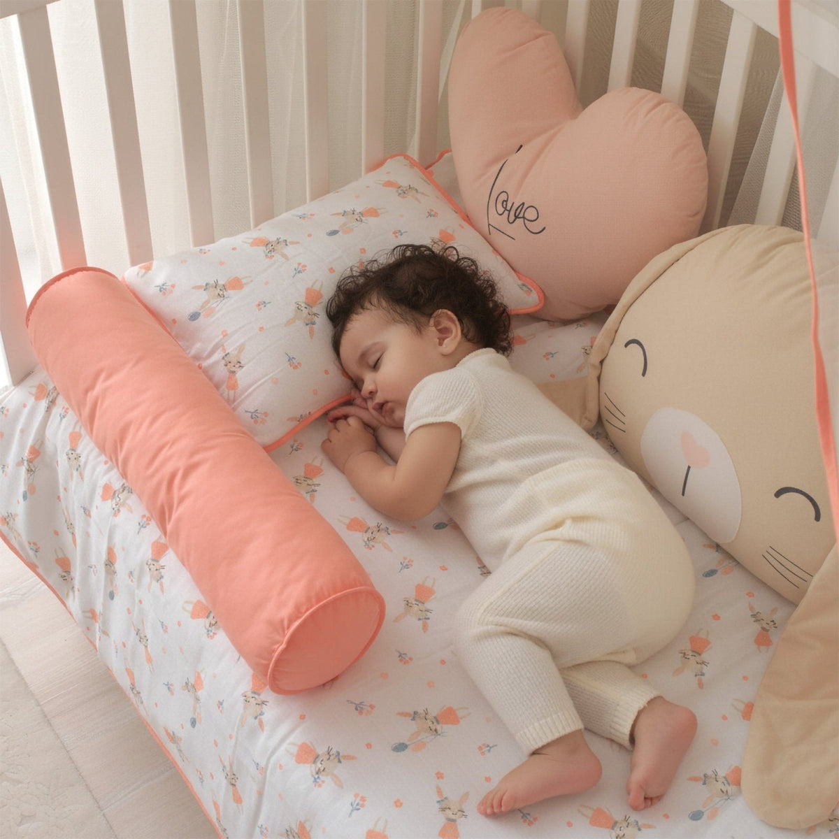 Baby-Schlafset für Mädchen Hase – Koralle Musselin – Joyful Kids – Foto 2