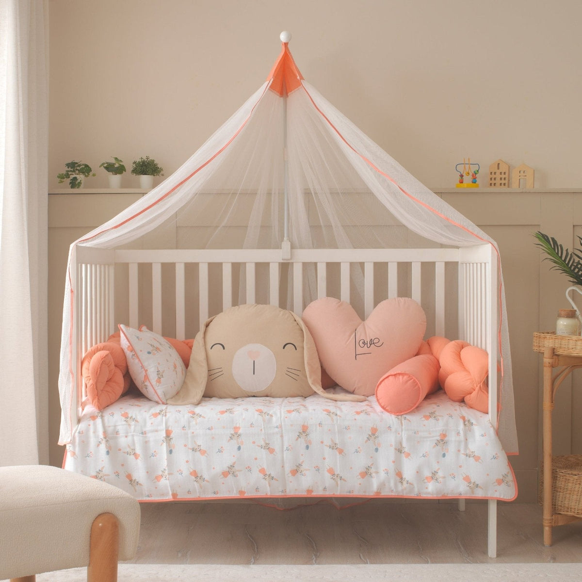 Rabbit Musselin-Baby-Schlafset Koralle – Mit Nestchen – Foto 4