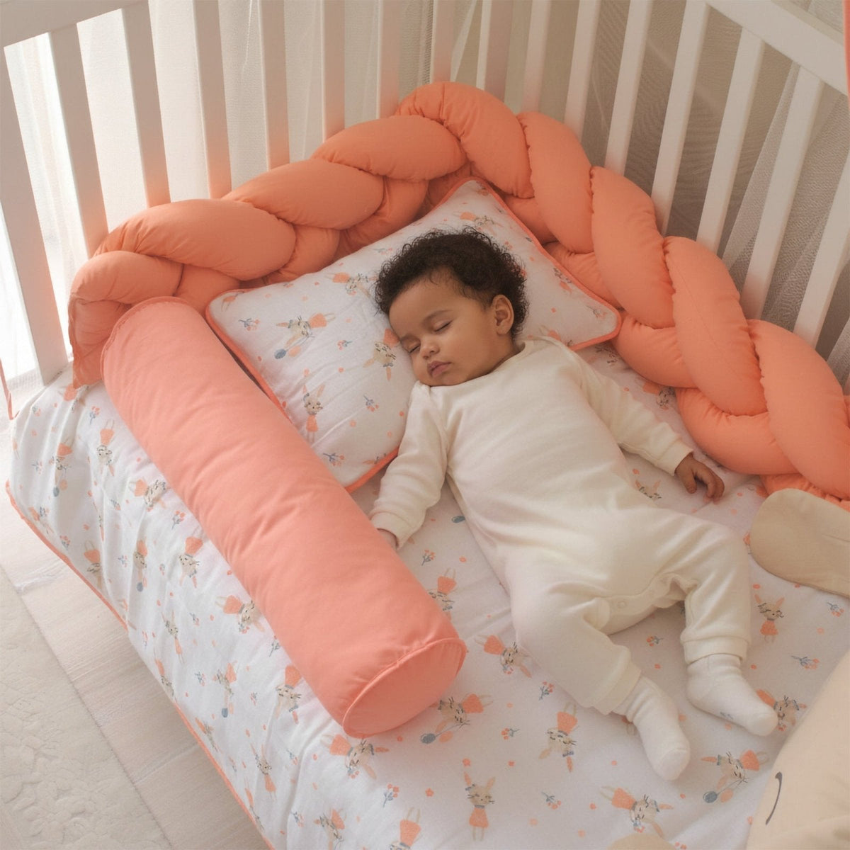 Rabbit Musselin-Baby-Schlafset Koralle – Mit Nestchen – Foto 2