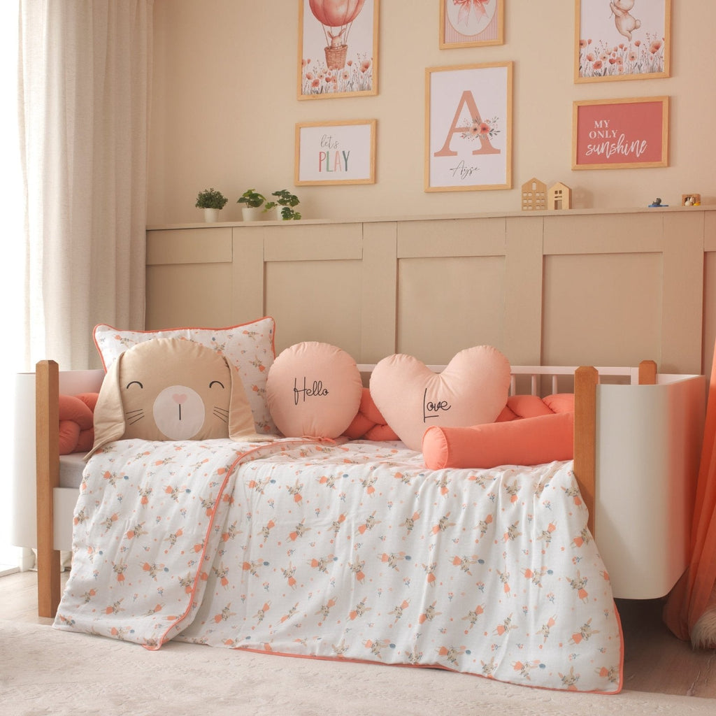 Montessori-Baby-Schlafset für Mädchen – Rabbit Hase Koralle – 9-teilig – Joyful Kids – Foto 1