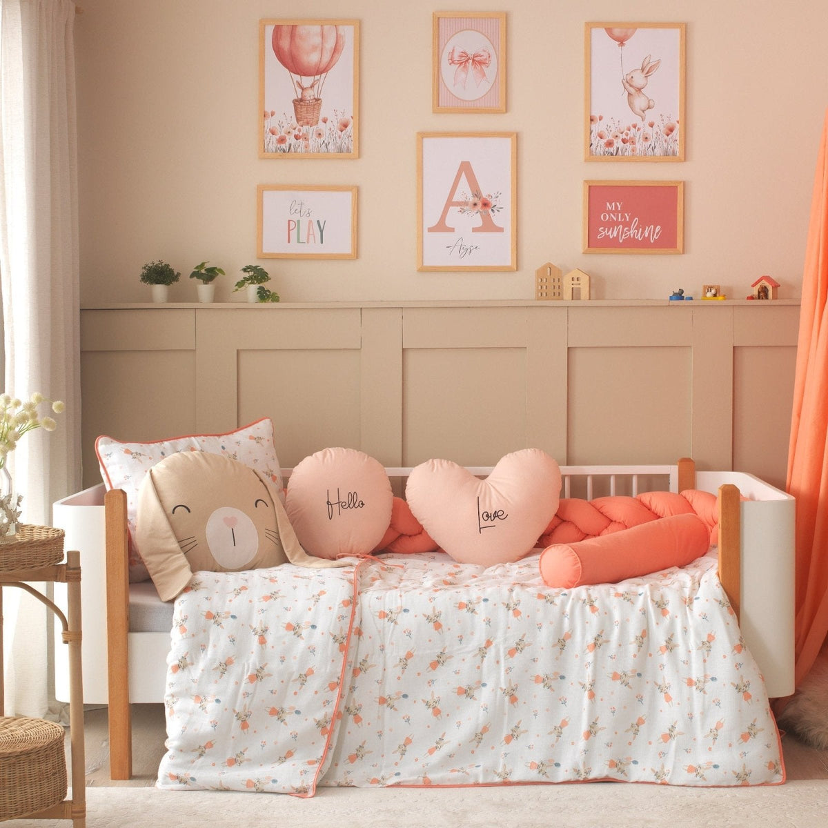 Montessori-Baby-Schlafset für Mädchen – Rabbit Hase Koralle – 9-teilig – Joyful Kids – Foto 4