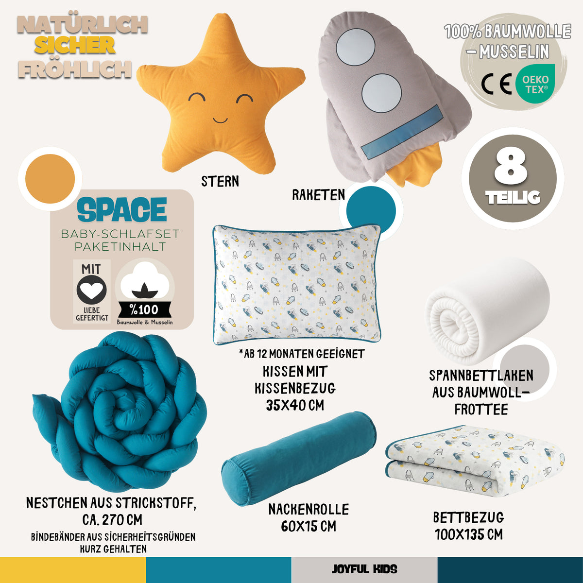 Space-Weltraum-Musselin-Baby-Schlafset – Mit Nestchen – Foto 4