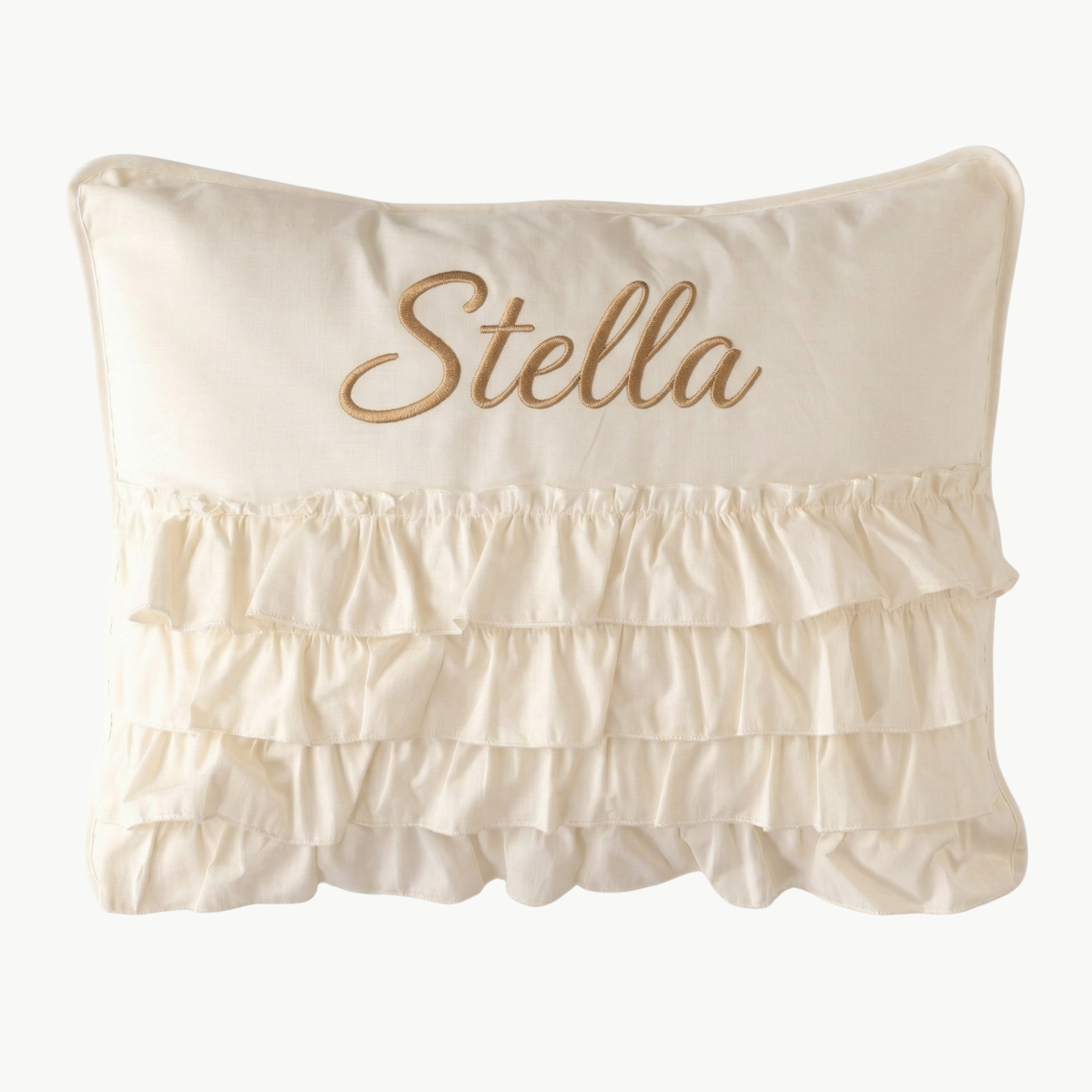Personalisiertes Baby-Kissen mit Handstickerei – Luna-Serie Creme – Geburtsgeschenk – Joyful Kids – Foto 1