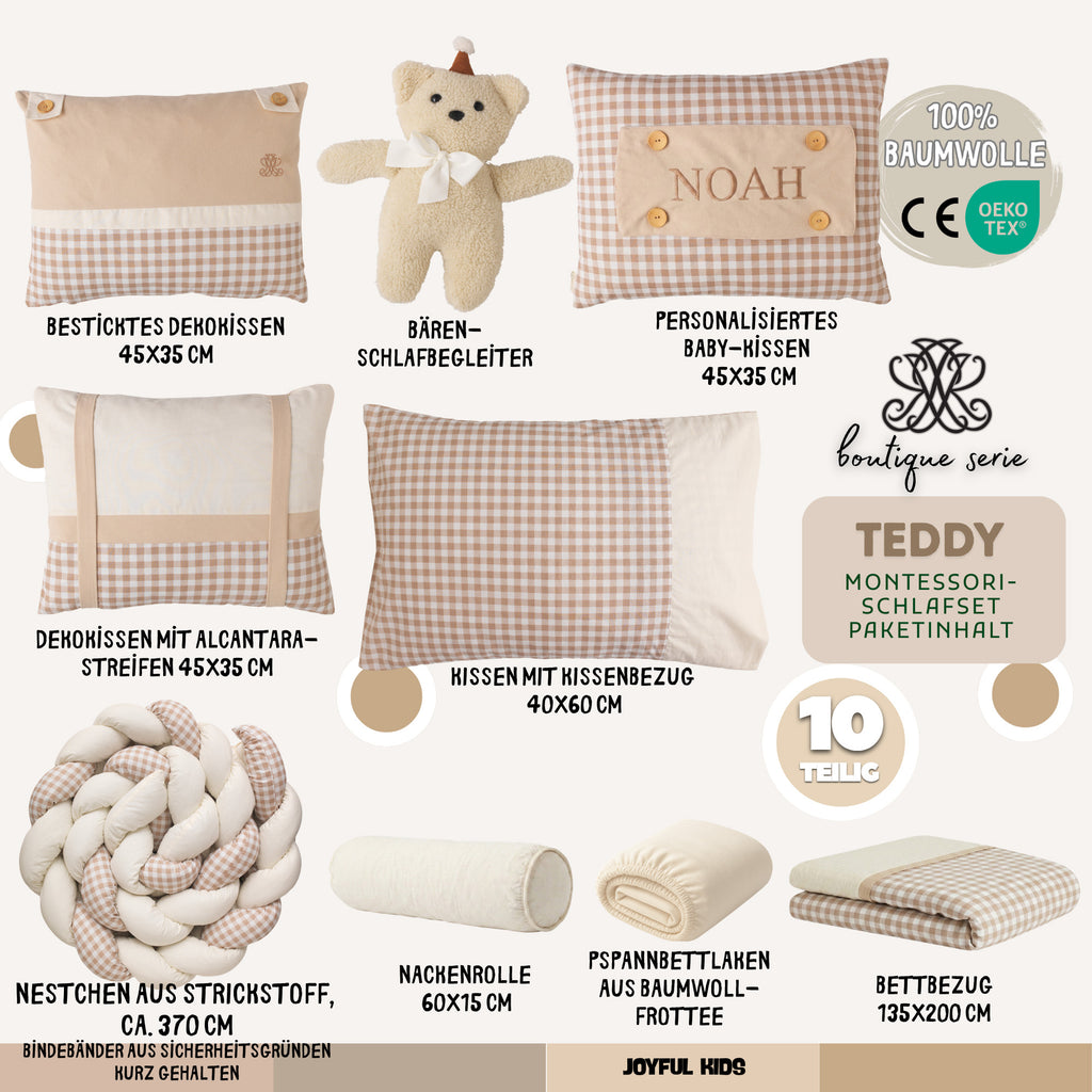 Montessori-Baby-Schlafset – Teddy Vichy-Karo – 8-teilig – Joyful Kids – Foto 5