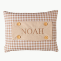 Personalisiertes Baby-Kissen mit Handstickerei – Teddy Vichy-Karo – Geburtsgeschenk – Joyful Kids – Foto 1