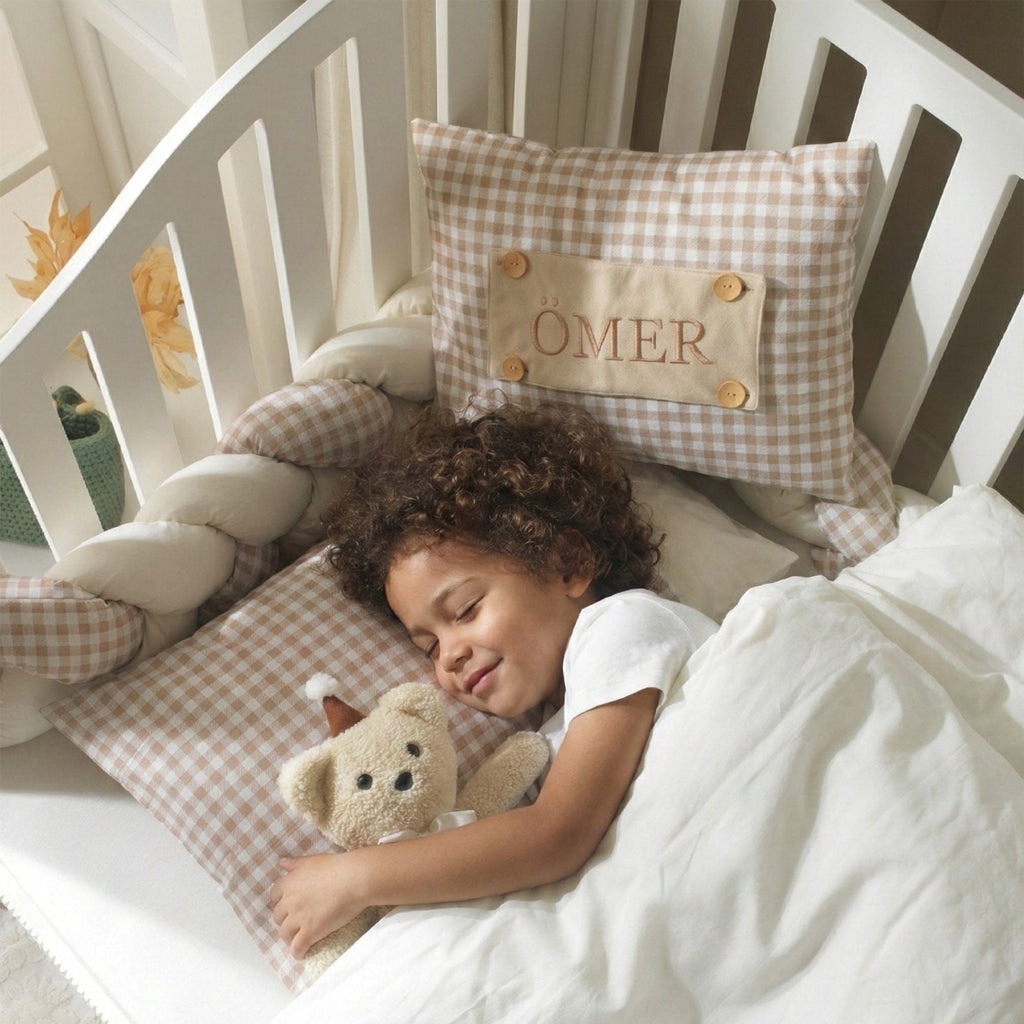 Montessori-Baby-Schlafset – Teddy Vichy-Karo – 8-teilig – Joyful Kids – Foto 2