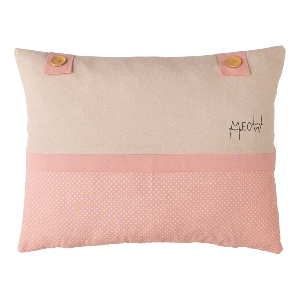 Misty Pink Kissen mit Meow-Print-Katze – 45x35 Boutique Deko – Joyful Kids – Foto 1