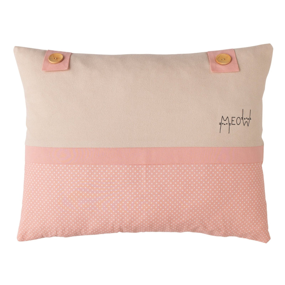 Misty Pink Kissen mit Meow-Print-Katze – 45x35 Boutique Deko – Joyful Kids – Foto 1